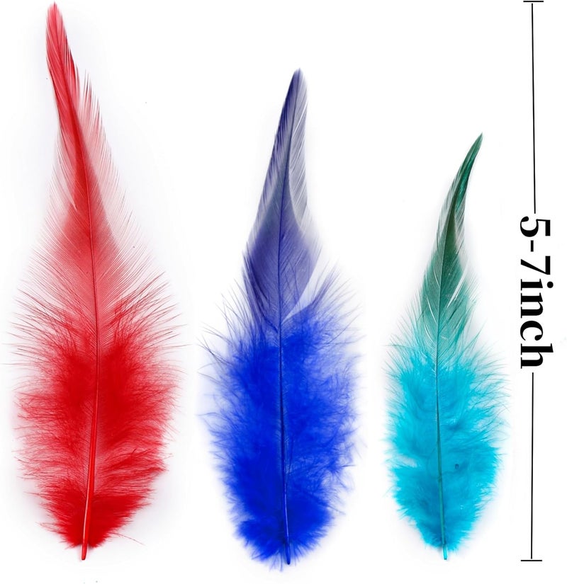 Holmgren Colorful Craft Rooster Feathers - 200pcs 5-7inch Colored Feathers Bulk for Kindergarten DIY Crafts, Art Projects and Party Decorations (Colorful) - Image 3